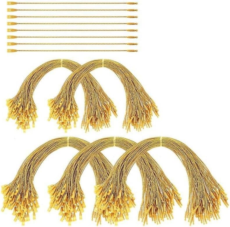 200pcs Christmas Ornaments String Hanger 7.8" Ornaments Hooks for Christmas Tree Ribbon Hanger Strings Decorations with Snap Fastener(Gold)