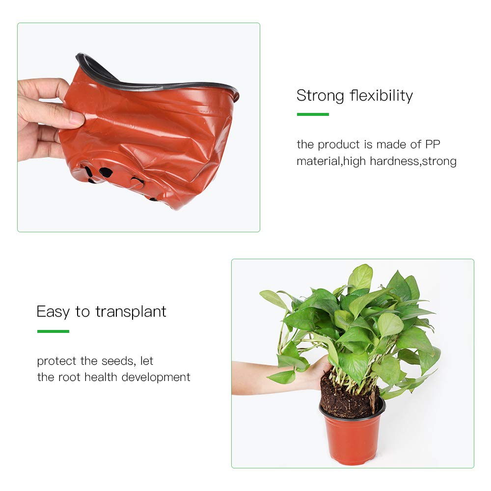 JERIA 200 Pack 6 Inch Plastic Nursery Pots Comewith Drainage Holes, Seedling Flower Plant Container and Seed Starting Pots with 200 Pcs Labels