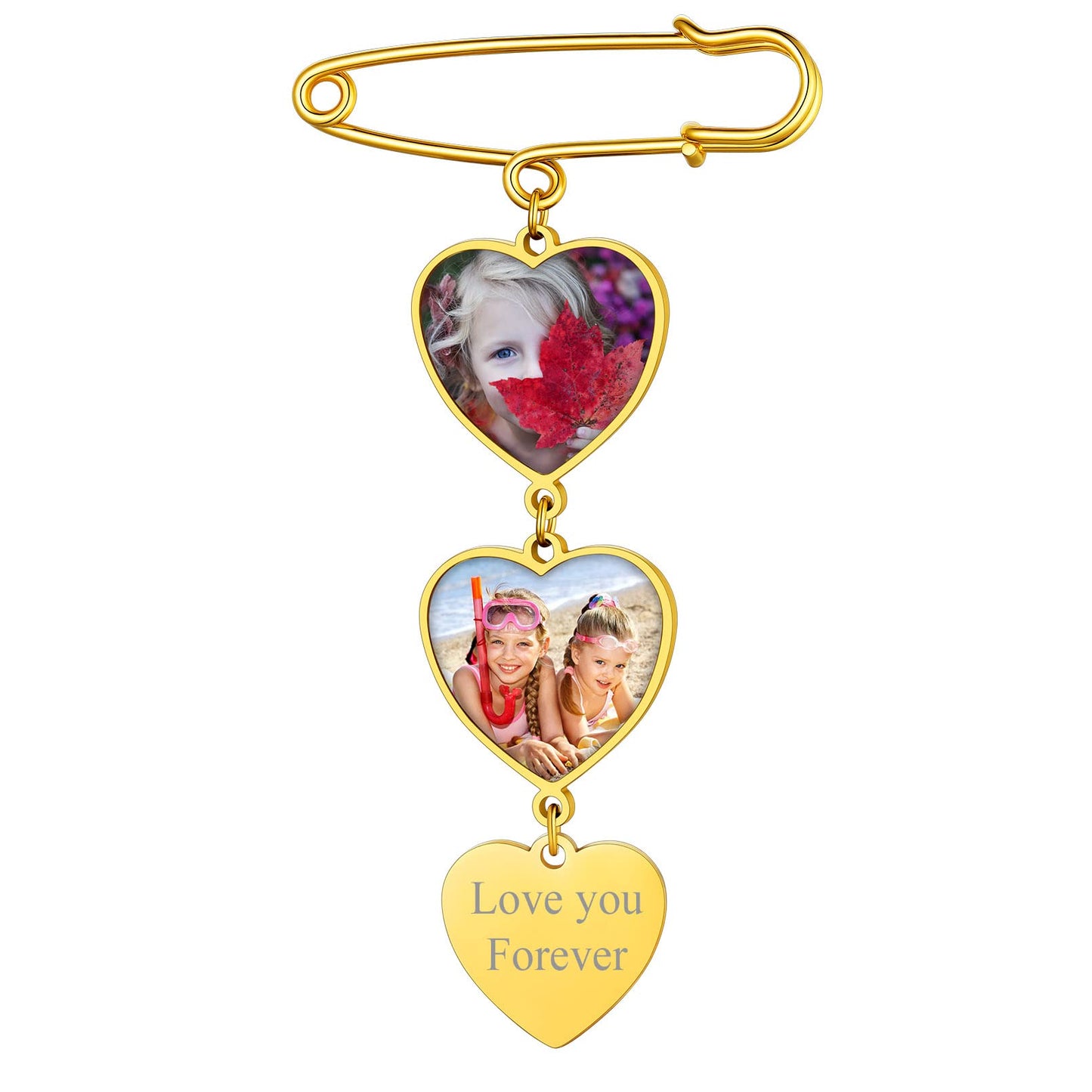 Custom4U Wedding Boutonniere Photo Charm Custom Memory Bouquet Picture Pins