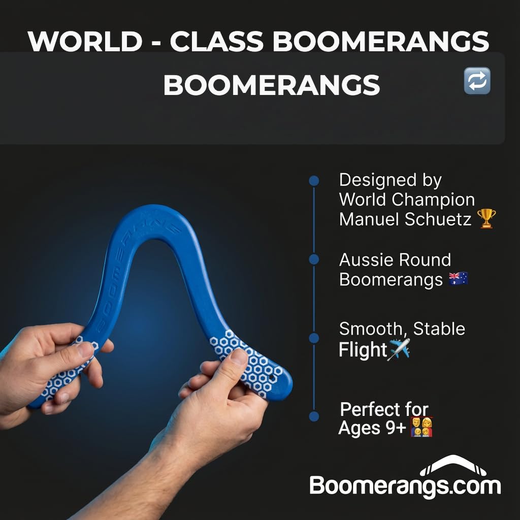 Colorado Boomerangs Manu Pro Blue Boomerang - for Kids 8-80!