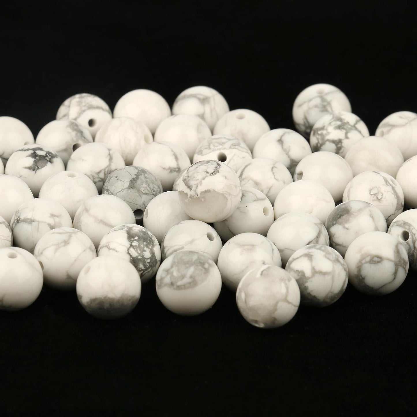 About 60pcs 6mm Natural Stone Beads White Howlite Beads Crystal Gemstone for Jewelry Making, DIY Bracelet Necklace