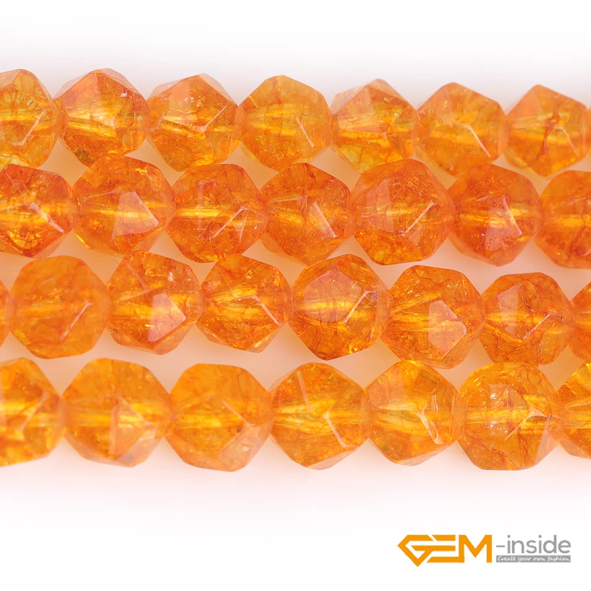 GEM-Inside 8MM Faceted Dyed Citrine Crystal Beads for Cambay Agate Beads for Jewelry Making Beads Gemstone Gem Loose Beads Findings Accessories Strand 15 Inches