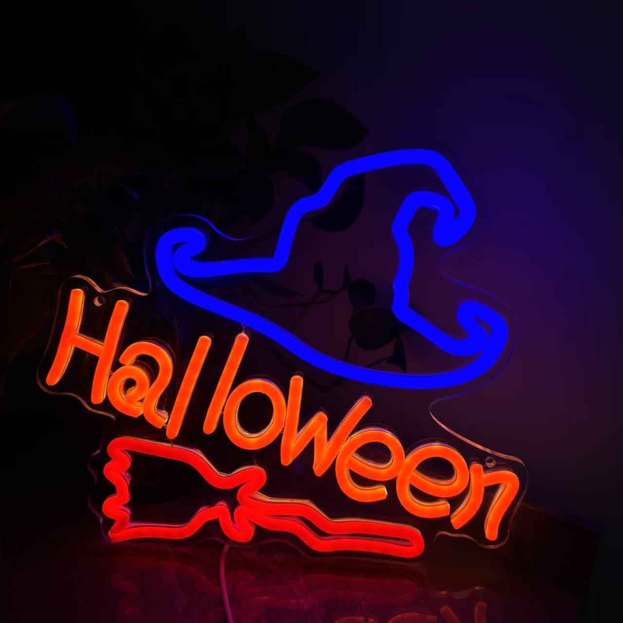 Happy Halloween Neon Sign Halloween Home Decor Halloween Witch Hat Decor Witch Neon Signs Witch Boo Halloween Signs Trick Or Treat