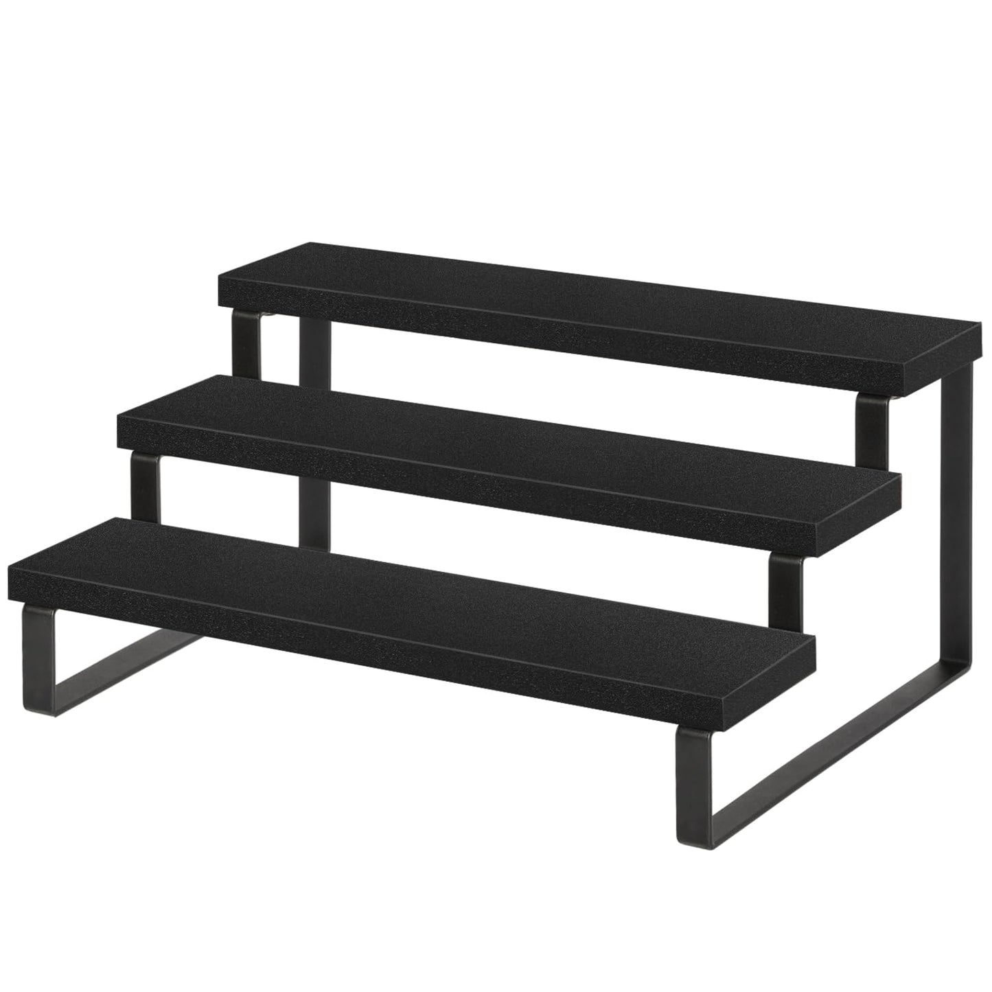 YINMIT Wooden Display Riser Stand, Tiered Perfume and Cologne Organizer Stand, 3 Tier Spice Rack Organizer, Rustic Display Shelf for Candles (3 Tier,Black)