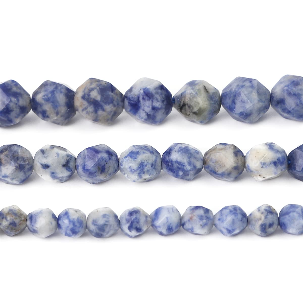 BEADIA Faceted Natural Blue Sodalite Stone Round Beads 6mm 36cm/Strand for Jewelry Making