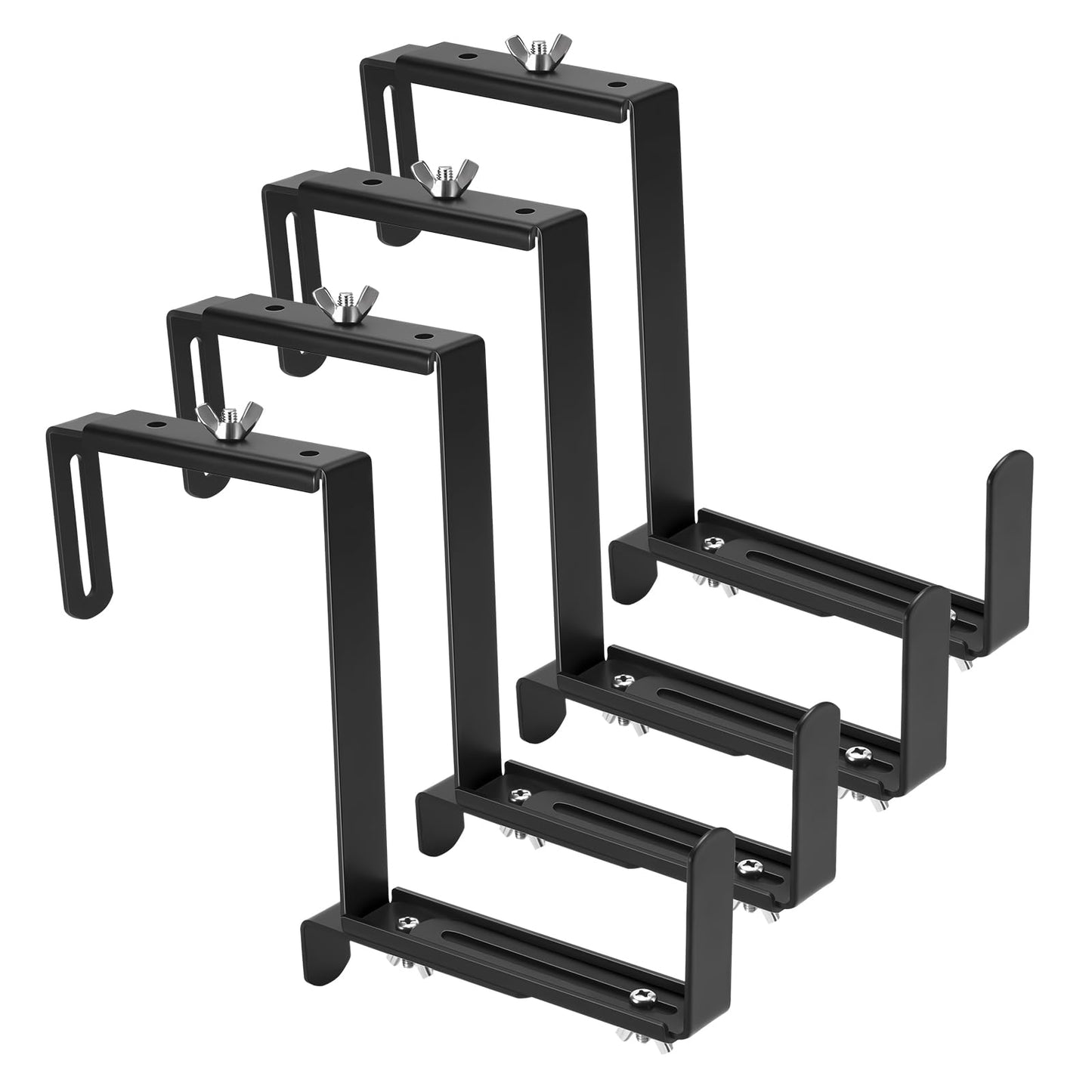 VIVIKEN Planter Box Brackets, Adjustable Flower Brackets for Deck Railing, No Drill Window Bracket for Outdoor Planters-4 Pack