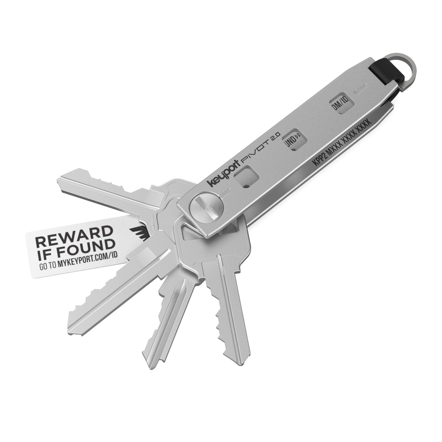 Keyport Pivot 2.0 Key Organizer - EDC Key Holder with Car Key Fob Attachment and Lost & Found Service - Compact, Customizable Modular Design - Keychain Alternative Gift for Men - Aluminum (Silver)