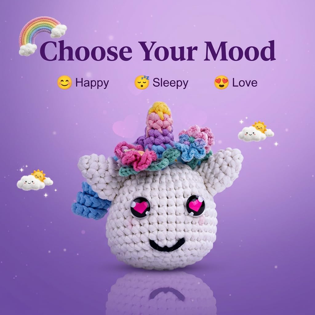 Bubbly Crochet - Luna the Unicorn Starter Kit | Includes Step-by-Step Tutorial Videos | Easy to Customize | Fun Handmade Gift and Easy Arts
