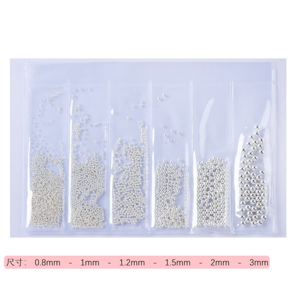 Mesiyun Nail Art Metal Beads 3D Steel Balls Studs Nail Beads Gold & Silver Mixed Size Caviar Beads for DIY Crafts Decoration 6 Size