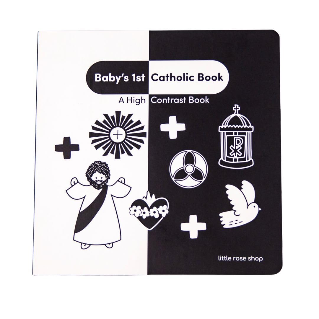 Baby's 1st Catholic Book - High Contrast Board Book with Coated Matte Cover - Promotes Visual & Cognitive Development - Perfect Catholic Gift for Newborns Baby - Black & White