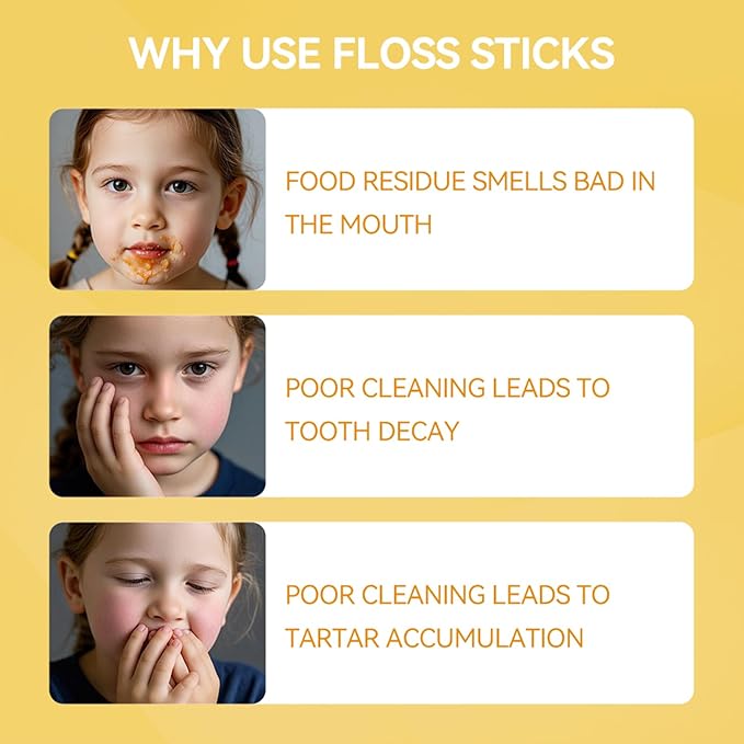 Super Deer Children's Dental Floss Sticks,120 Count, Individually Packaged, Ages 3+, Shred Resistant, Perfect for School, Travel & Playdates