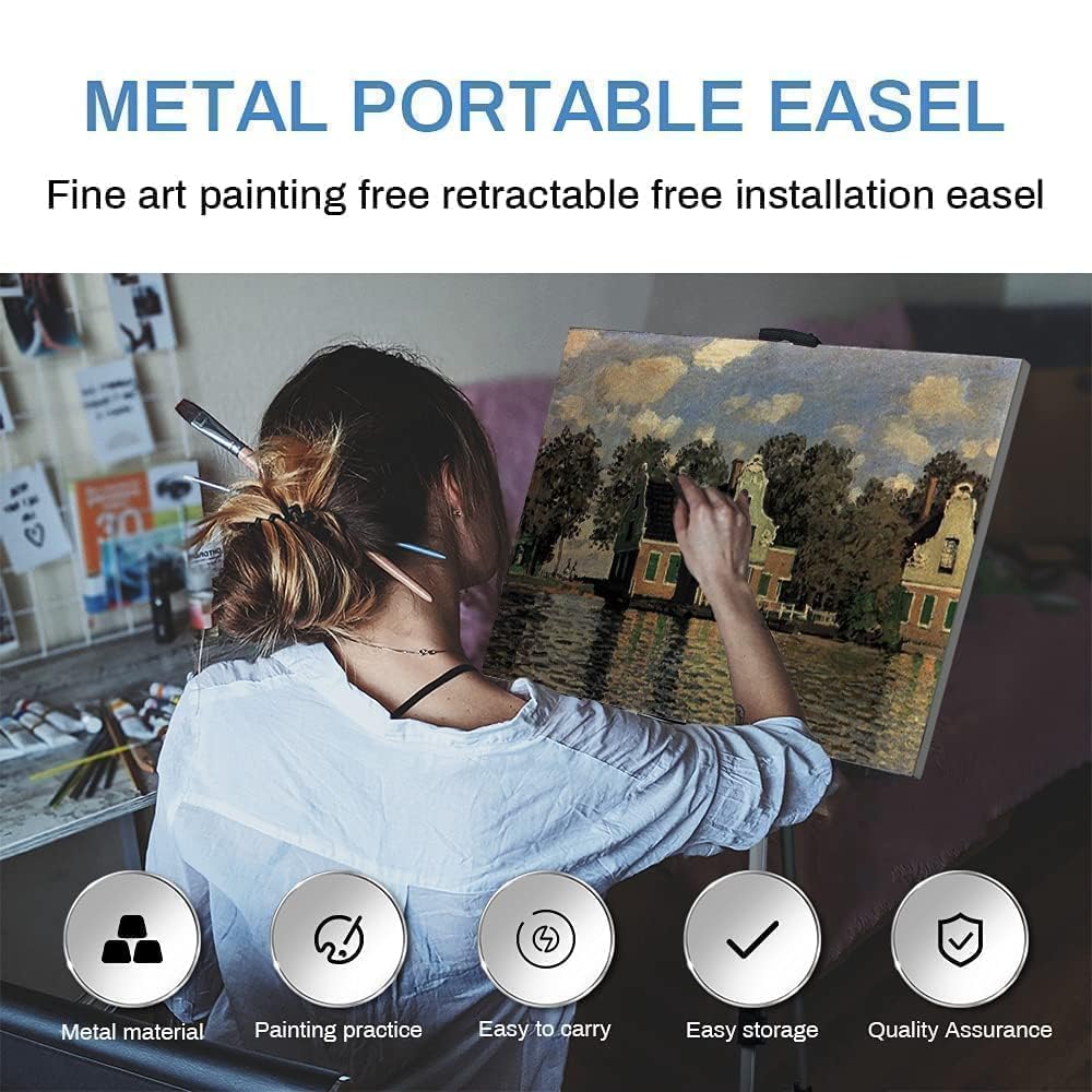 Art Easel Stand for Painting and Sign - RRFTOK 17 to 66 Inch Adjustable Aluminum Tripod Easels for Display, Portable Canvas and Poster Stand with Carry Bag for Beginners, Students and Classroom Use