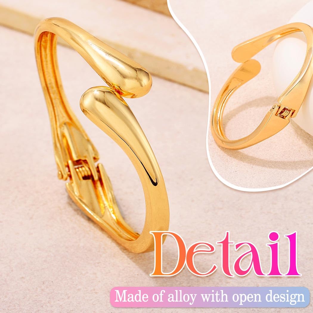GORTIN Chunky Gold Bangle Bracelets for Women Gold Cuffs Bracelets Set Trendy Open Stackable Bracelet Jewelry (Gold, One Size)