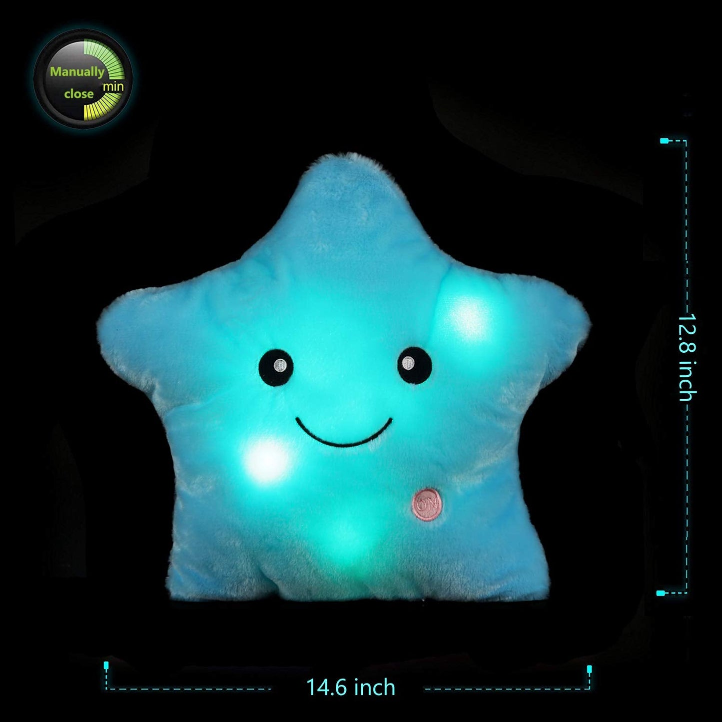 sofipal LED Twinkle Star Shaped Plush Pillow, Creative Night Light Glowing Cushions Plush Stuffed Toys Gifts for Kids, Decoration (Blue)