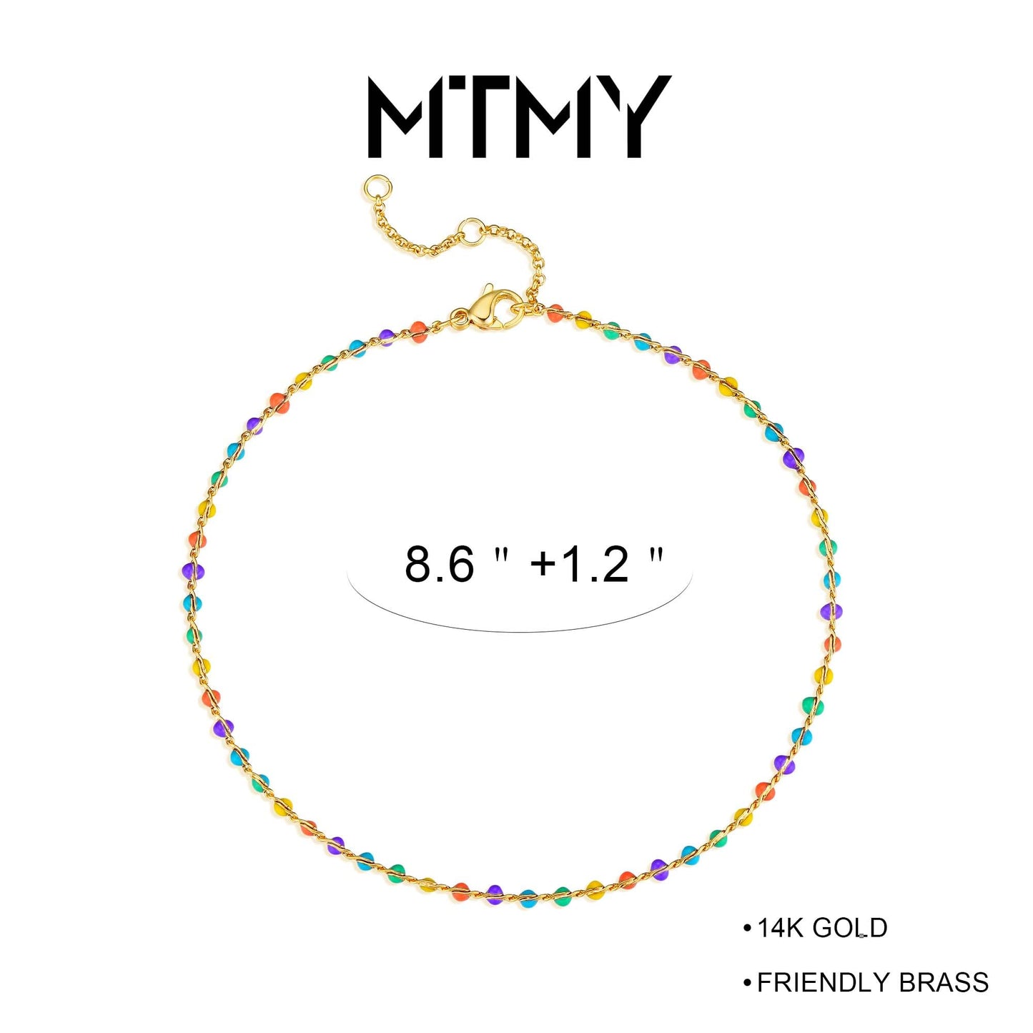 MTMY Gold Anklets for Women 14K Gold Plated Tiny Bead Anklet Tassel Foot Chain Dainty Adjustable Cute Summer Beach Boho Anklets Jewelry Gift for women (colorful beads)
