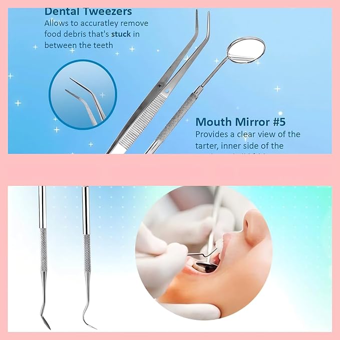 Dentist Kit Pro 6-Pack Dental Care Kit with Stainless Steel Tools - All-in-One Tooth Care Products for Personal Oral Hygiene & Pet Use