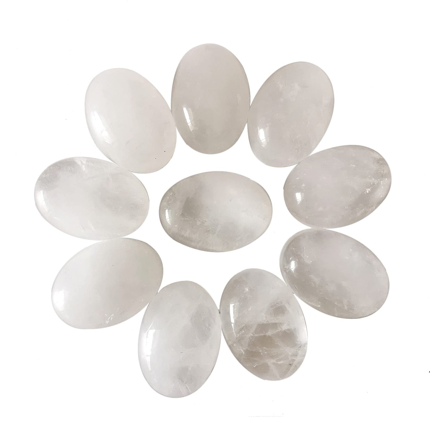 Loveliome 18x13mm Oval Cabochons Flatback Crystal Stone Gemstones Beads for Jewelry Making DIY Pack of 10, Rock Quartz