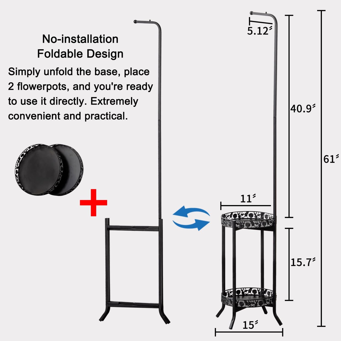 COPREE 2-tier Hanging Plant Stand 2 Pack, Space-Saving Iron Planter Shelves Flower Pot Organizer Rack Multiple Flower Pot Display Holder Shelf Indoor Outdoor Heavy Duty Planter Shelving Unit