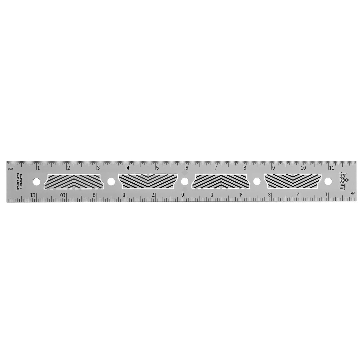 JessEm 07411 Stainless Steel 12 Inch Precision Ruler with Patented Flex Grip and Fade Resistant Markings