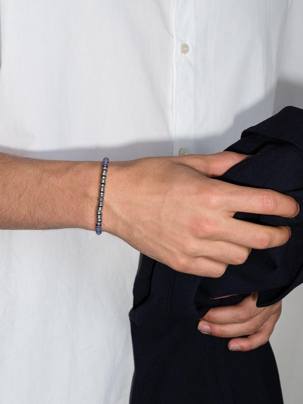 GAVU Hematite Lapis Lazuli Bracelet, Crystal Beaded Bracelet for Men