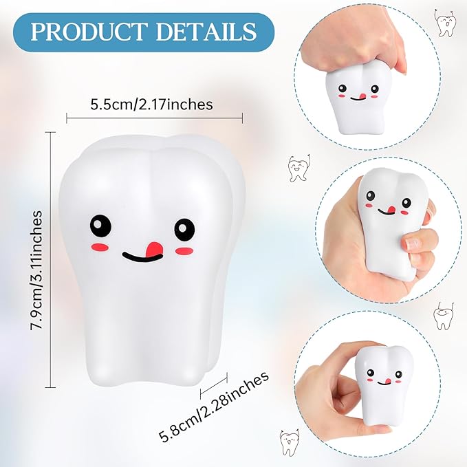 Nuogo 3 Pcs Positive Dental Hygienist Gifts Dentist Assistant Gift for Women Men Inspirational 20oz Tumbler Tote Bag Tooth Stress Toy for Dental Hygiene Month Employee Appreciation(Blue,Teeth)