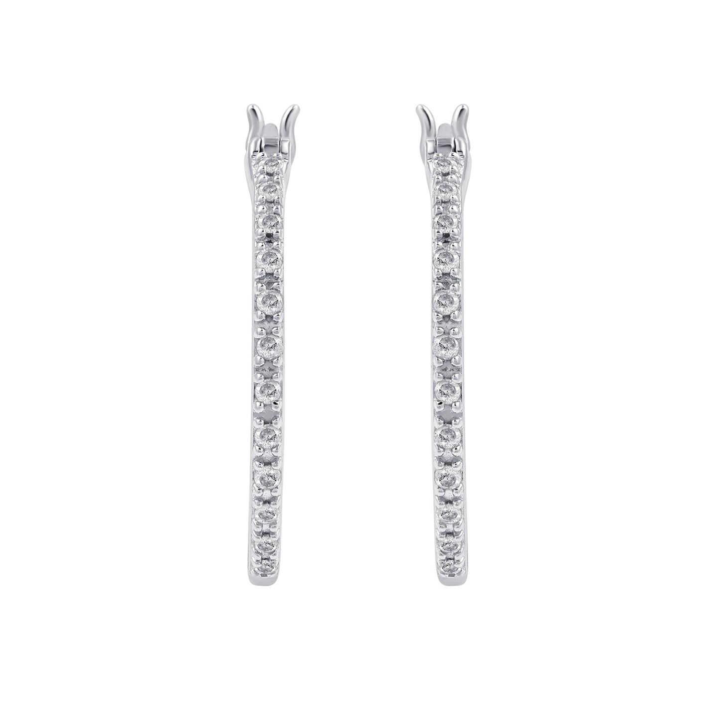 Gilded Sterling Silver .25 cttw Diamond Click Top Hoop Earrings