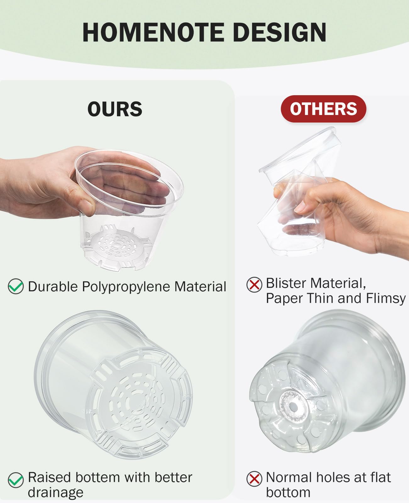 homenote Nursery Pots 30 Pack,3/4/5 Inch Plant Pot for Planting, Clear Nursery Pots for Plant,Plastic Seedling with Drainage Holes Seed Starter Flower High Transparency 20 Labels Excellent Hardness