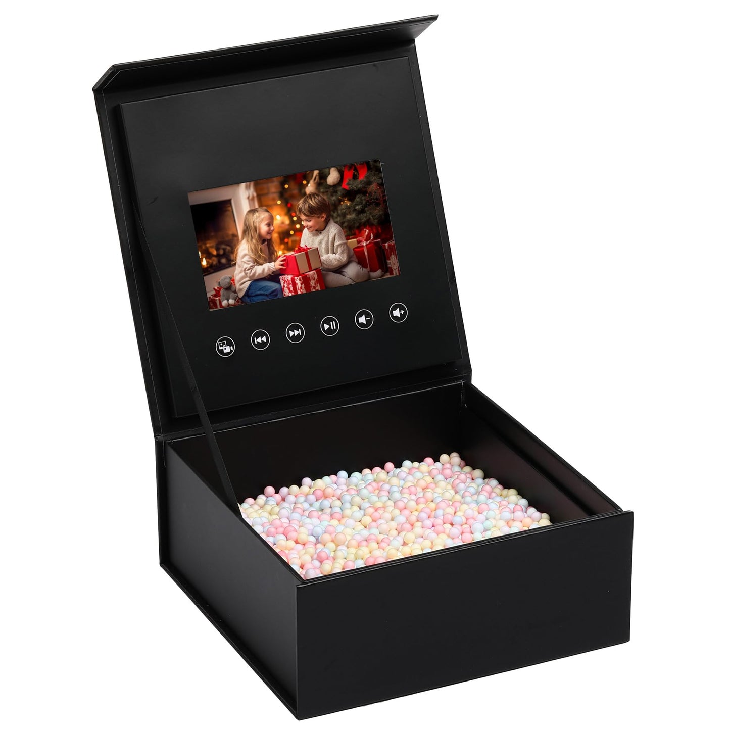 5 Inch Video Presentation Gift Box with IPS Screen, 4GB USB C Rechargeable Paperboard Display Box with Speaker for Events Business Gifts Product Introductions, Black