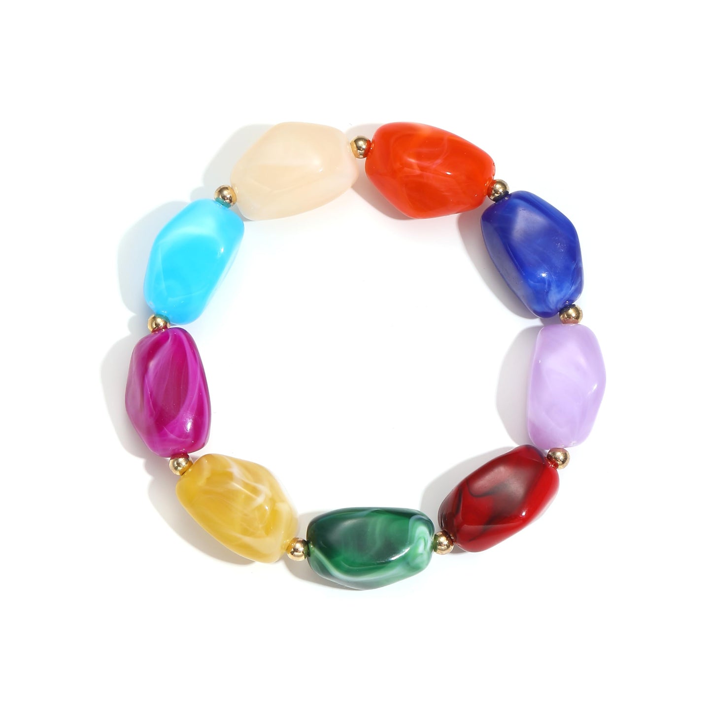 chorfla Colorful Beaded Bracelets for Women, Boho Chunky Resin Beads Elastic Stretch Bracelet, Vibrant Summer Beach Jewelry Accessories
