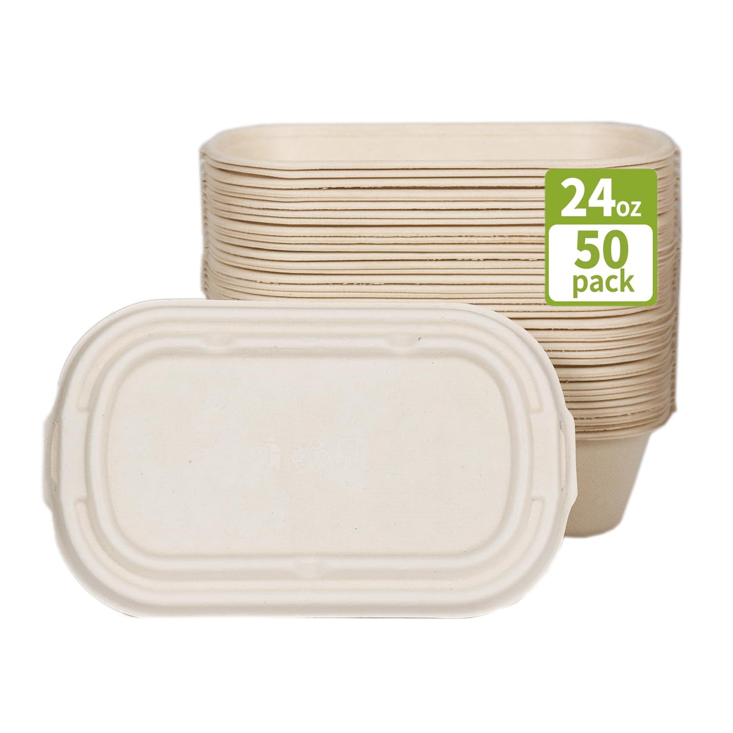 wonmain 50Pcs(24oz) disposable meal prep food containers with lids,microwaveable and freezable compostable, takeaway containers salad for food bowls and bento boxes.