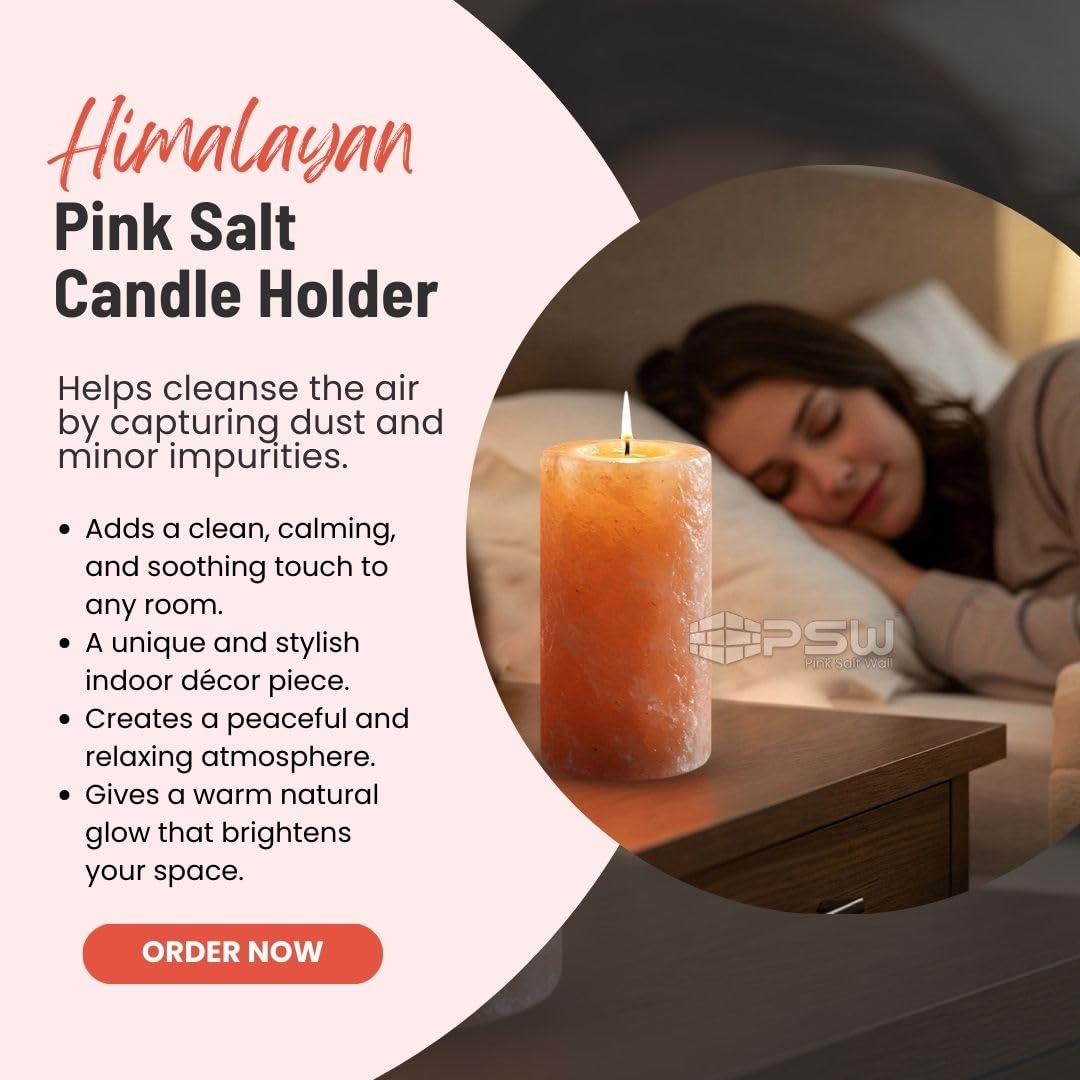 Himalayan Salt Candle Holder 6-Inch, Natural Crystal Glow for Home & Relaxation