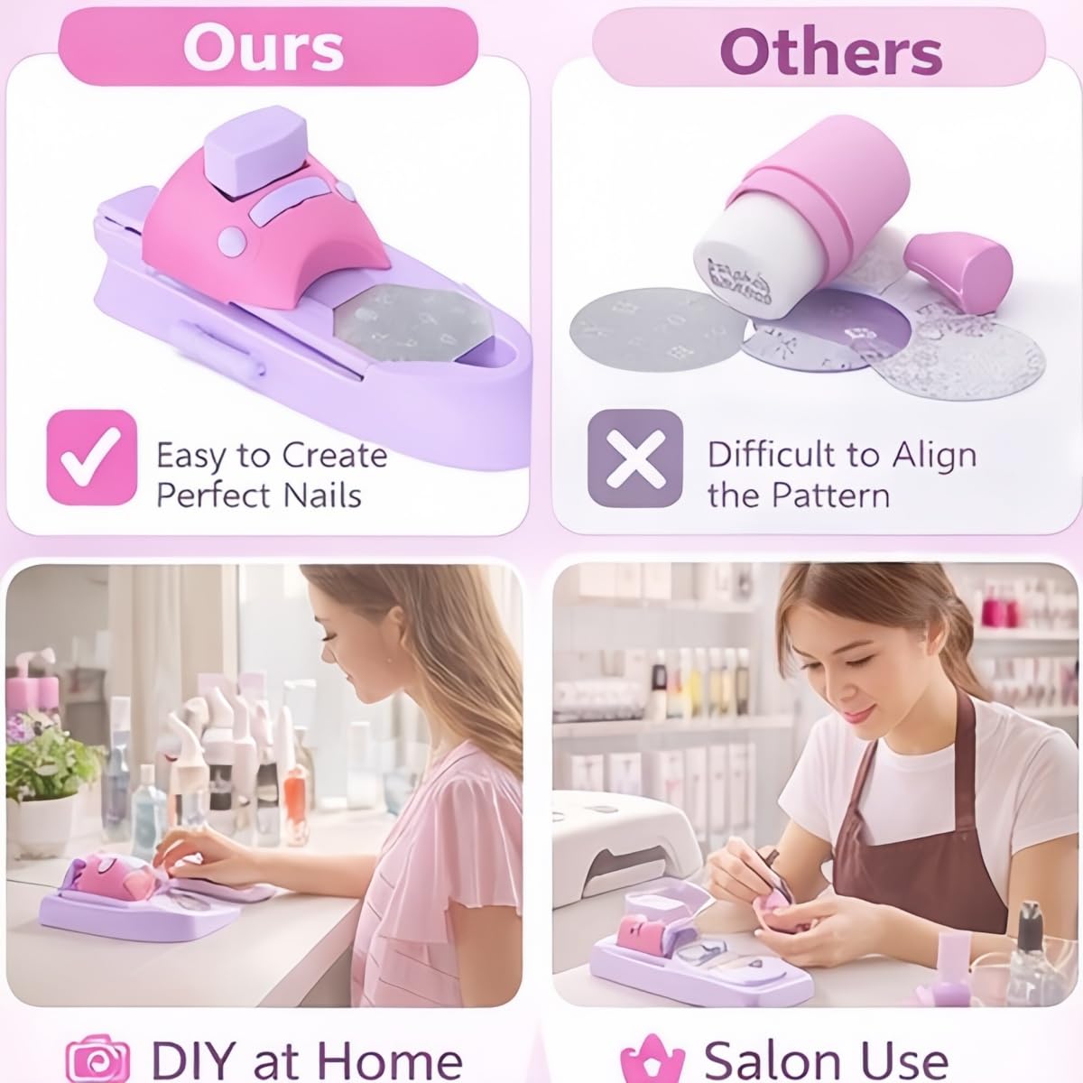 Professional Nail Art DIY Pattern Printing Machine Stamper Nail Printer Manicure Tools Plastic Durable Odorless for Salon Home Use 19.3 x 8.3 x 7cm 6 Templates