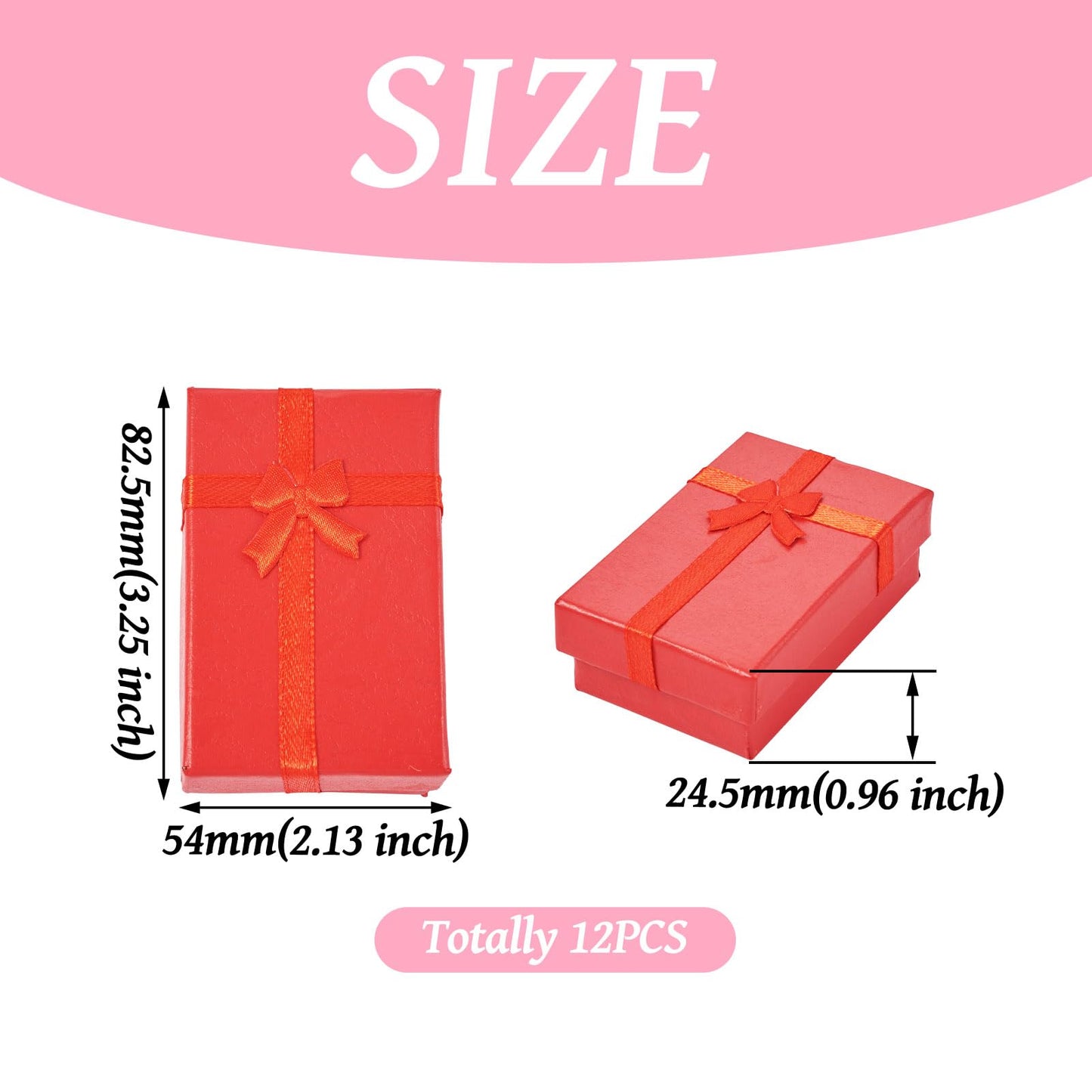 Craftdady 12pcs Red Jewelry Boxes Small Necklace Box Cardboard Jewelry Gift Boxes With Lids Bowknot Ring Earring Boxes for Women Valentines Day Jewelry Gift Packaing Display Organizer