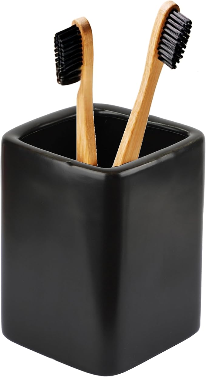 Black Toothbrush Toothpaste Holders Organizer Bathroom Accessories Storage Toothbrush Cup Stand Vanity Organizer