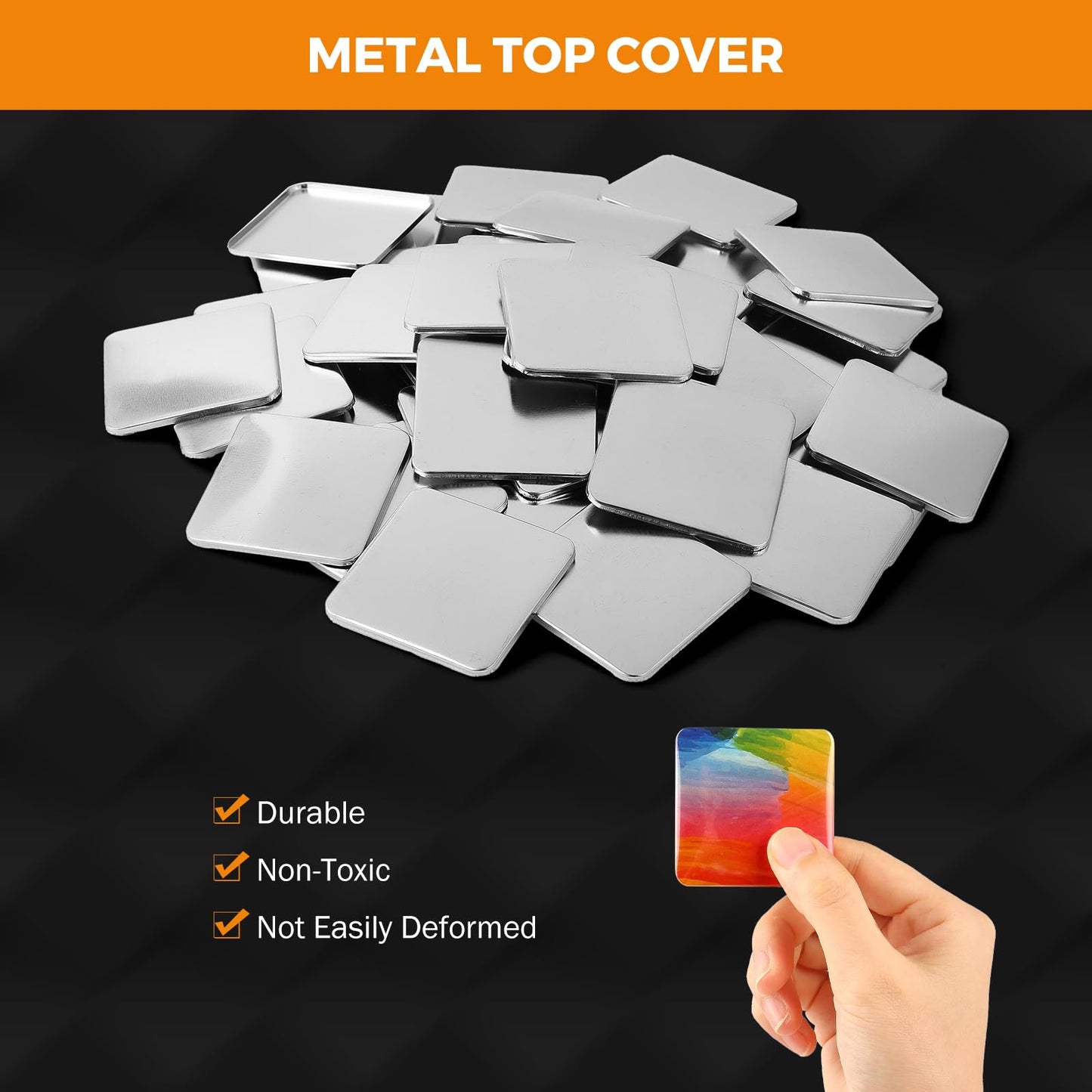 BEAMNOVA 100 Sets of Square Button Maker Supplies 50 * 50mm / 1.97 * 1.97 in Blank Badges Parts for Round Pin Maker, Supplies Only, Machine NOT Included