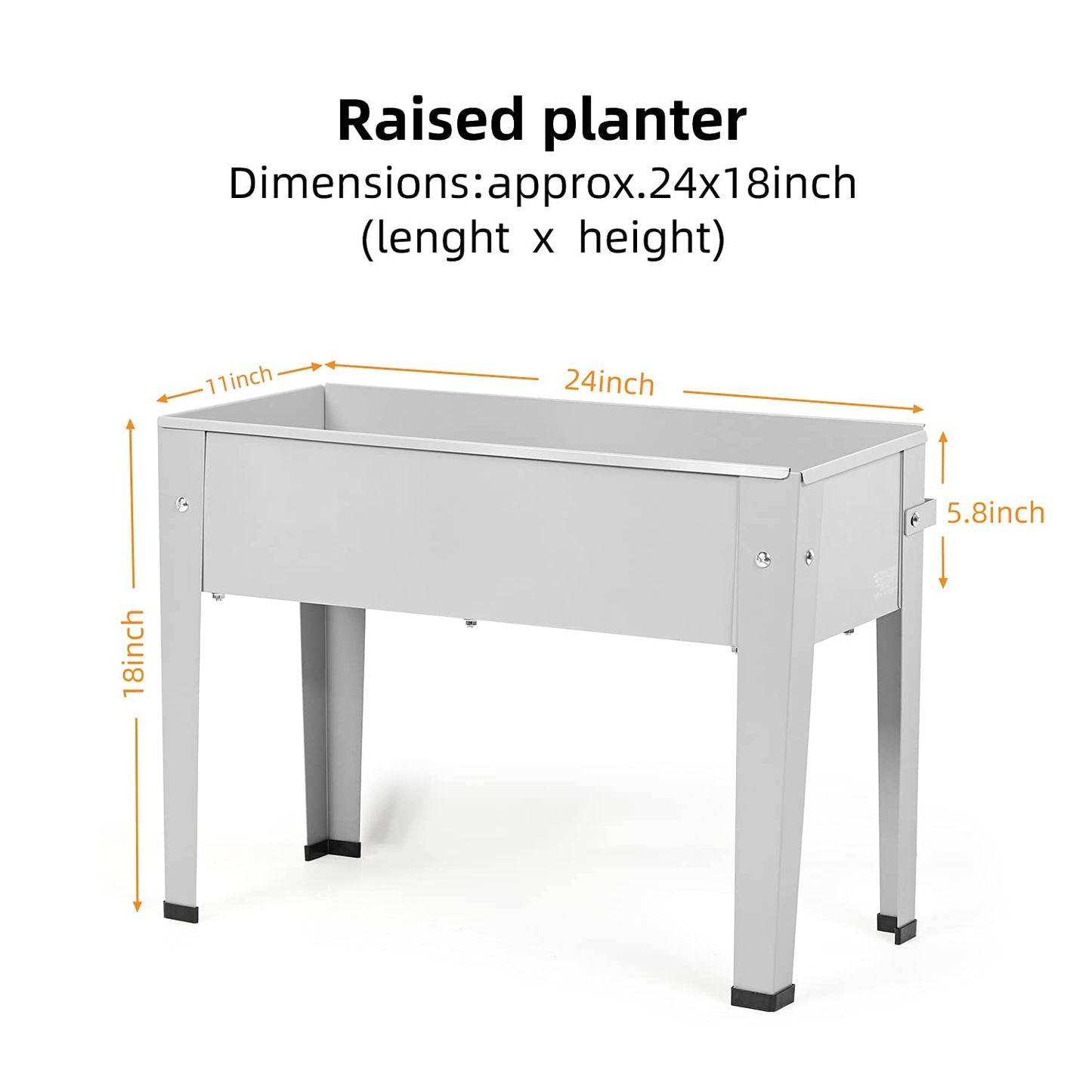 ProGard Raised Garden Bed, Garden Raised Planter Box with Legs, Galvanized Garden Planter for Herbs and Vegetables, 24" Grey