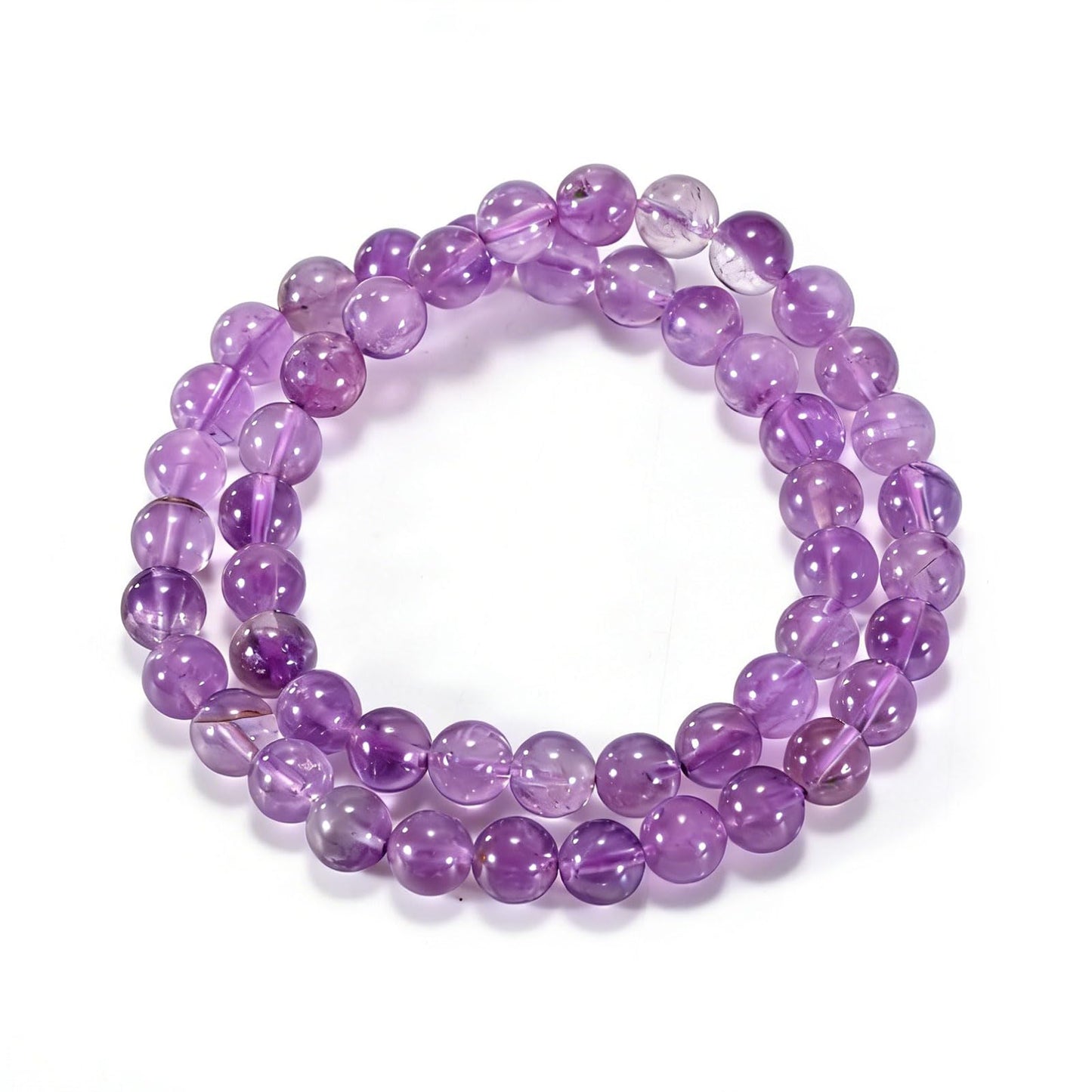 Aluckiss 8mm Amethyst Beaded Bracelet for Women Men Natural Round Beaded Amethysts Stone Healing Stretch Bracelets Elastic Handmade Polished Gemstone Beads Bracelet