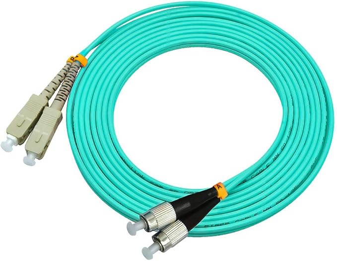 Jeirdus 15Meters 49ft SC to FC Duplex 50/125 10G OM3 Multi-Mode Fiber Optic Cable Jumper Optical Patch Cord SC-FC