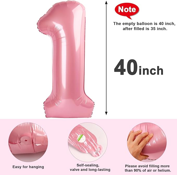 Number Pastel Pink Balloons 40 Inch, Large Happy 20th Birthday Decorations for Women, Foil Balloon Number for Wedding Marriage Proposa Big Events Family Reunions Party Supplies