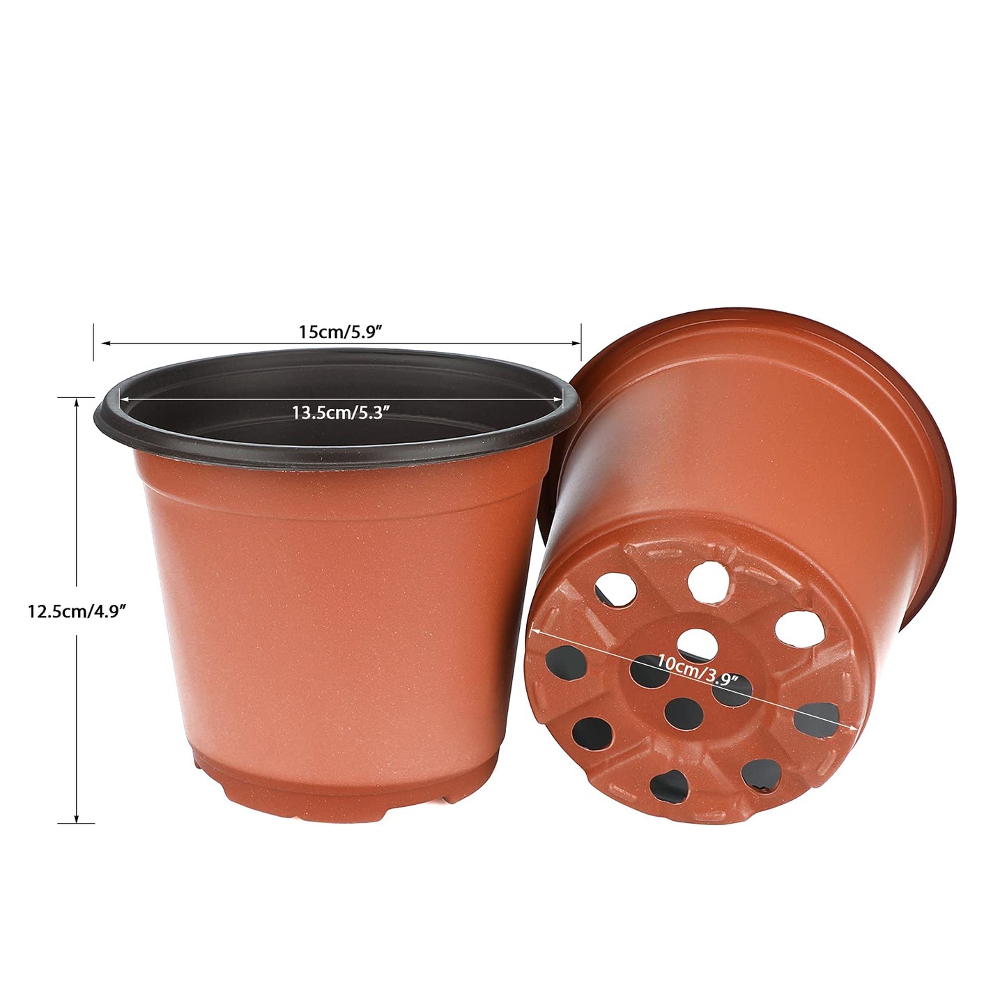 KINGLAKE 100 Pcs 6" Plastic Plants Nursery Pot/Pots Seedlings Flower Plant Container Seed Starting Pots