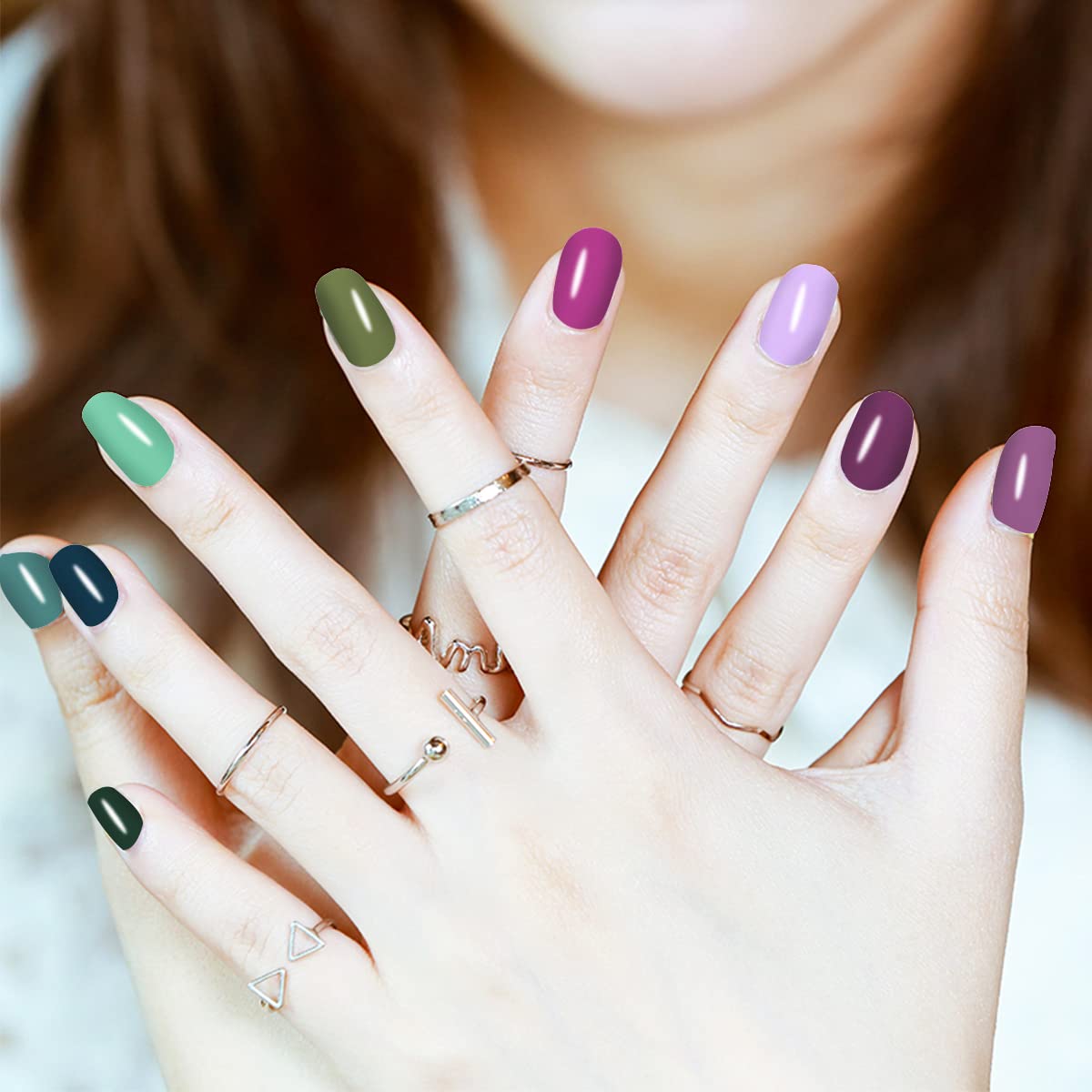 JERCLITY 24 Sheets Bright Solid Color Nail Polish Strips with Nail File Self-Adhesive Nail Strips Gel Stickers for Nails Nail Polish Stickers Full Wraps for Women