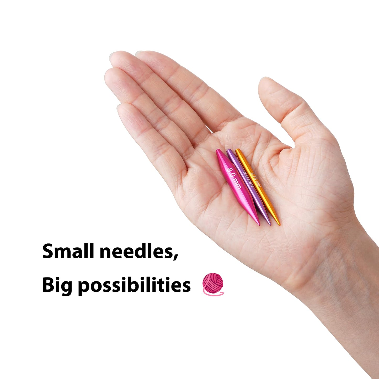 Guclud Short Interchangeable Knitting Needles Set 2-Inch Shorties Circular Knitting Needles for Sock, Sizes US 2.5, 3, 4, 5, 6, 7, 8, 9, 10, 10.5, 11 with Cables, Accessories and Case (12 Pairs)