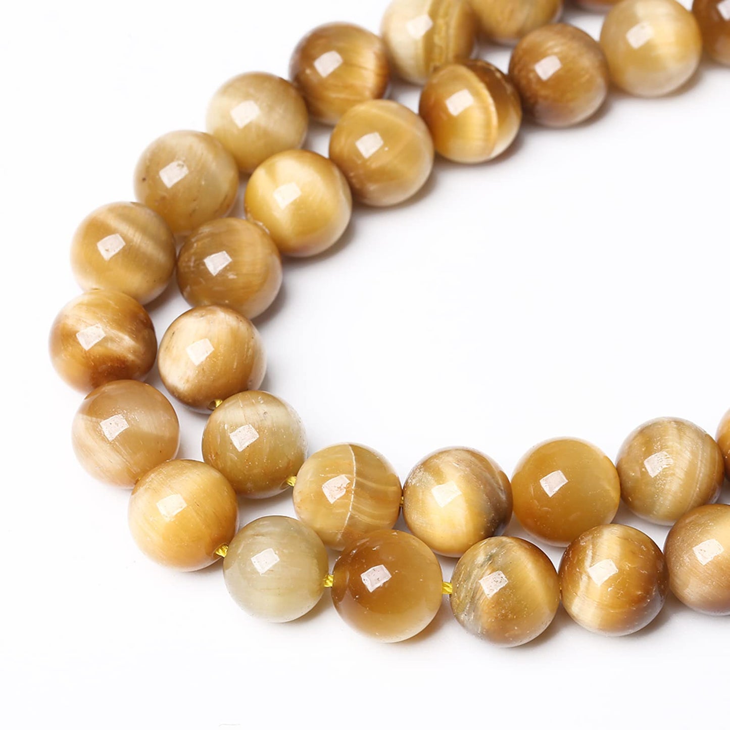 6mm 60pcs Natural Gemstone Gold Tiger Eye Beads Round Spacer Loose Beads for Jewelry Making DIY Bracelet Necklace 15" Inch