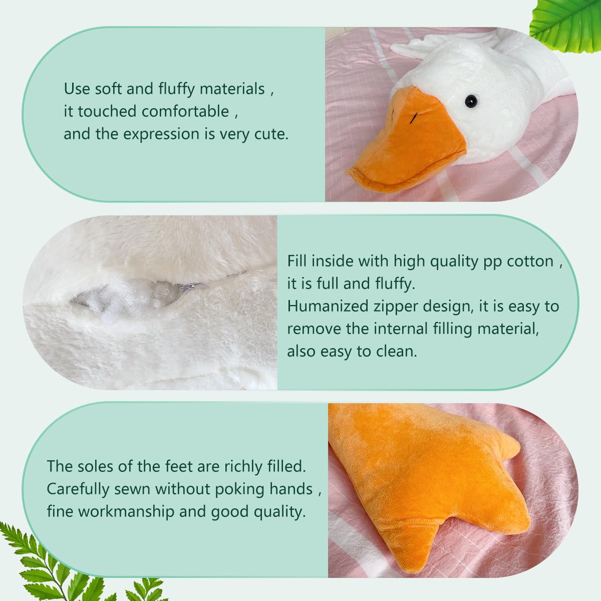 Haengbuk-Goose Stuffed Animal, 74.8in/190cm Giant Sleeping Hugging Pillow, Soft White Swan Plush Toy, for Kids, Friends or Family