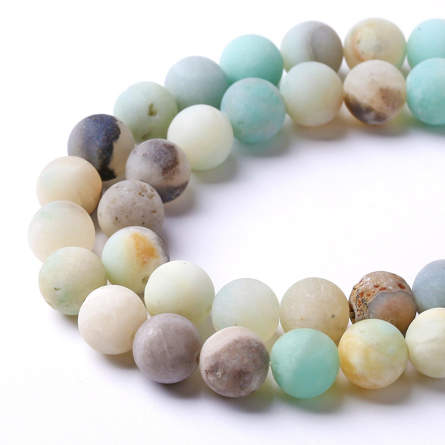 8mm 45pcs Frosted Amazonite Natural Stone Round Loose Beads for Jewelry Making DIY Bracelet Necklace