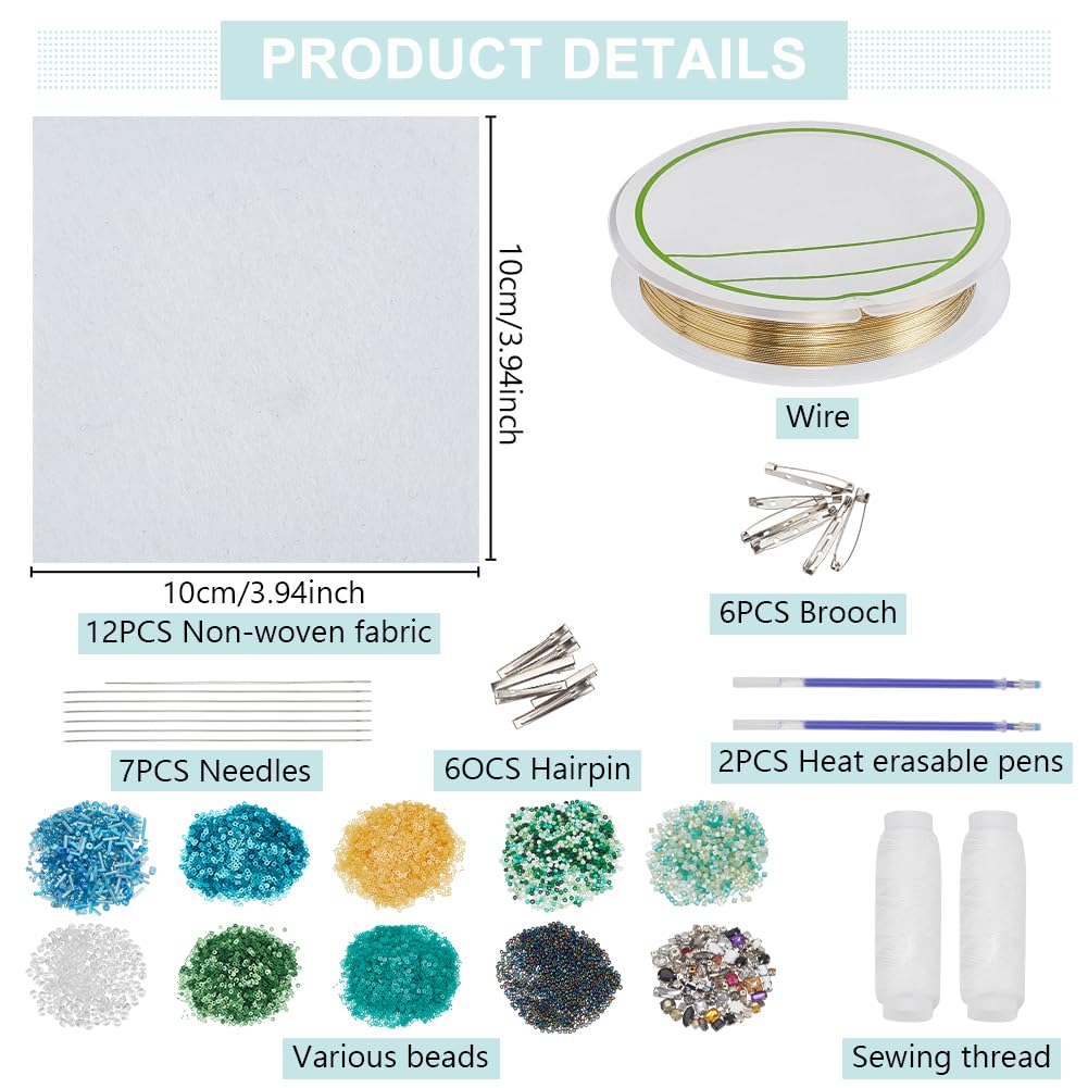 WEBEEDY 6 Sets DIY Hummingbird Rhinestone Beaded Patch Kit Bird Brooch Pin Hair Barrette Making,Sequin Beaded Patches Sew on Crystal Beaded Appliques Patch for Spring Clothes Shoes Sewing Patchworks
