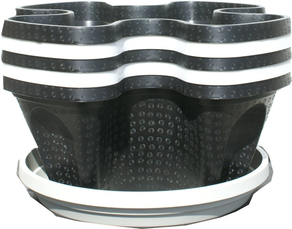 5 Tier Black & Grey Stackable Strawberry Garden - Vertical Gardening Planter Set