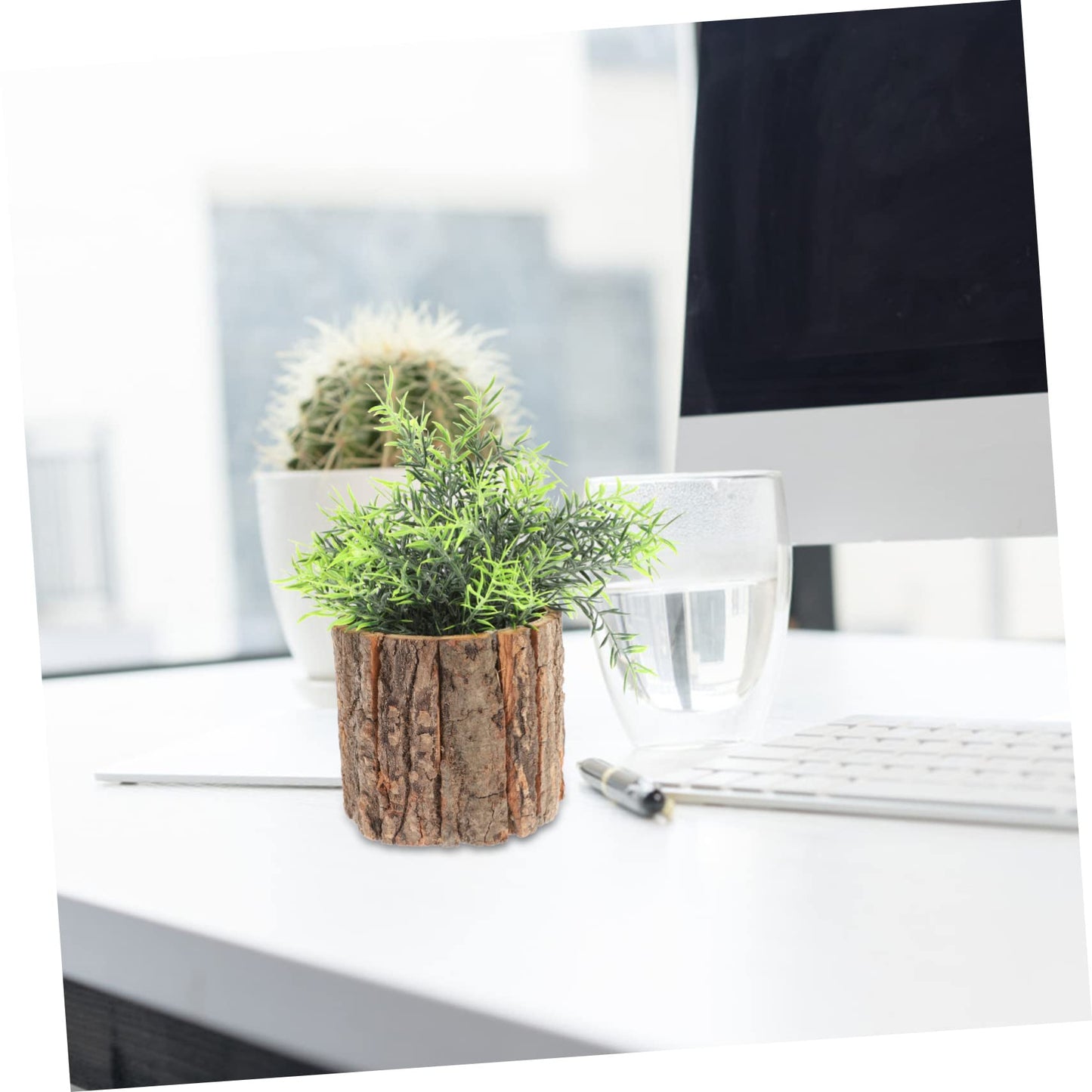 LIOOBO Birch Tree Flower Pot Set 2pcs Wood Planter Pot Home Decorative Stump for Planting Succulents