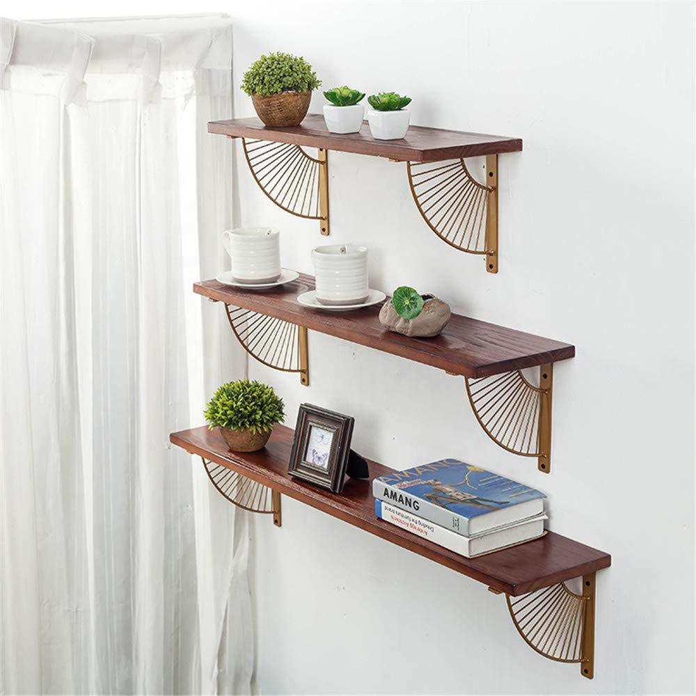 Z METNAL Decorative Shelf Brackets, Brass Metal Shelves Bracket, Wall Decor, Modern Shelving Bracket for DIY Floating Shelves,Gold,6 inch,4 Pcs