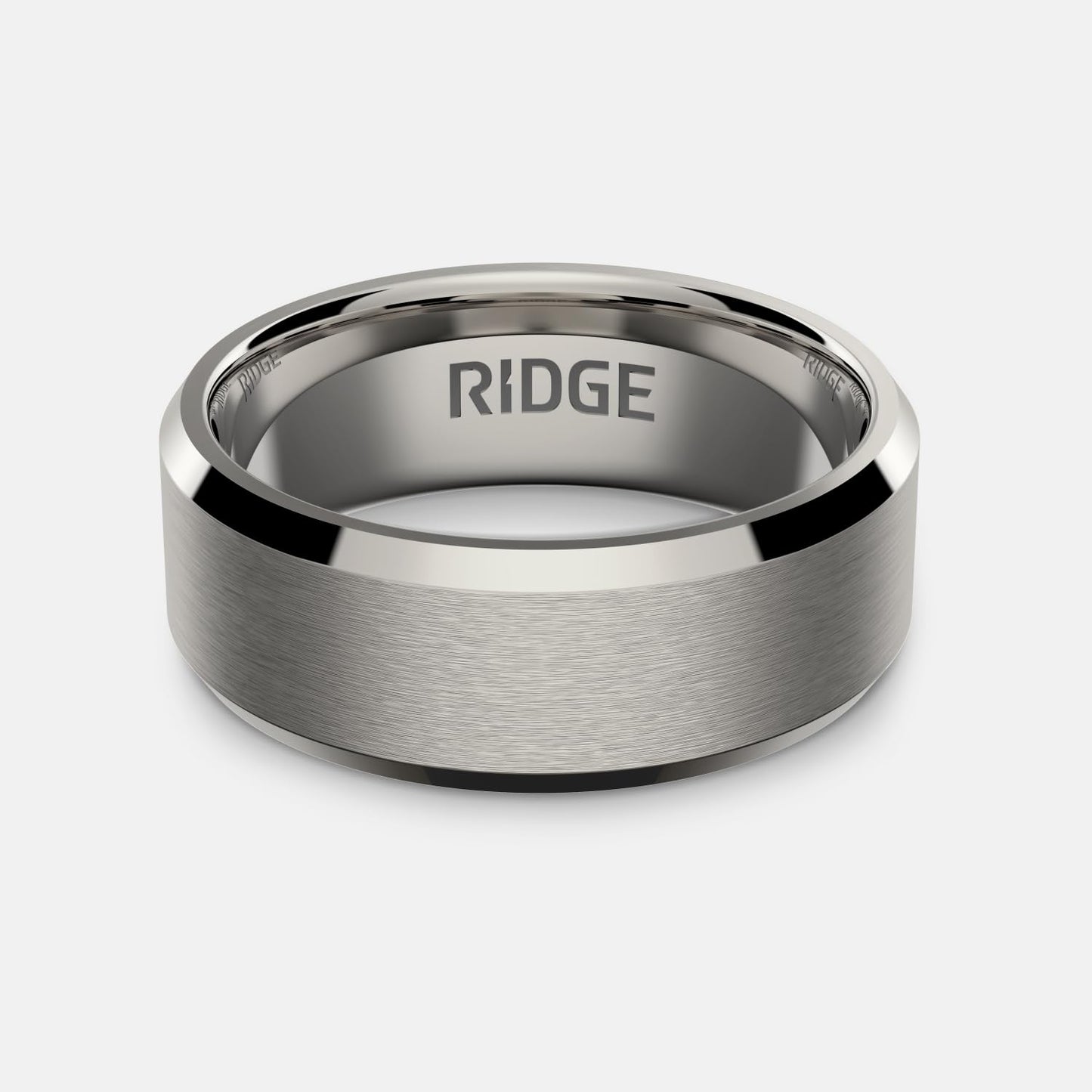 Ridge Beveled Ring Set 8mm - Platinum - 7